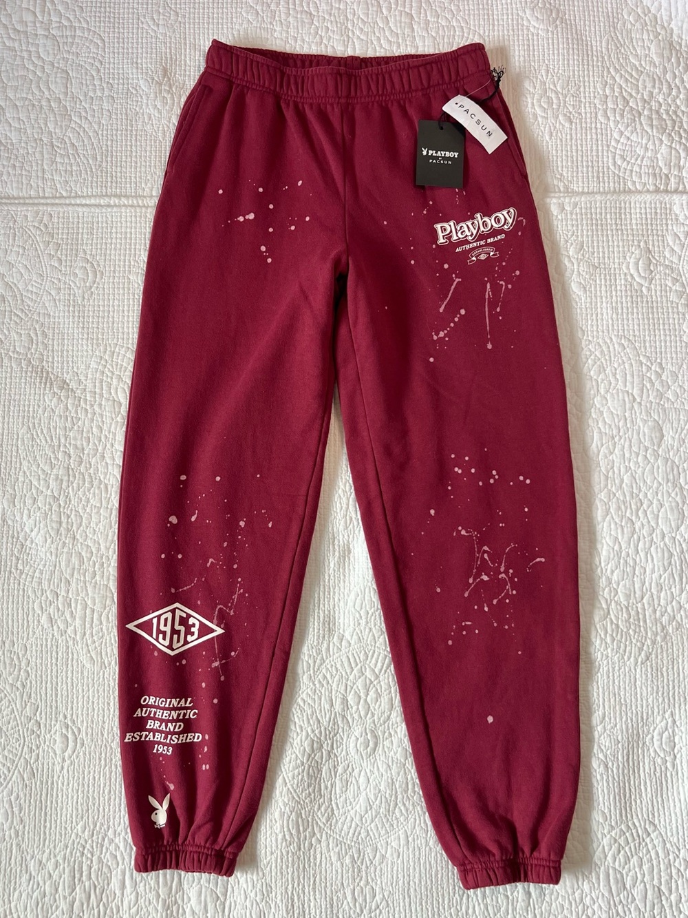 NWT Rare Playboy PacSun Paint Splatter Baggy Sweatpants